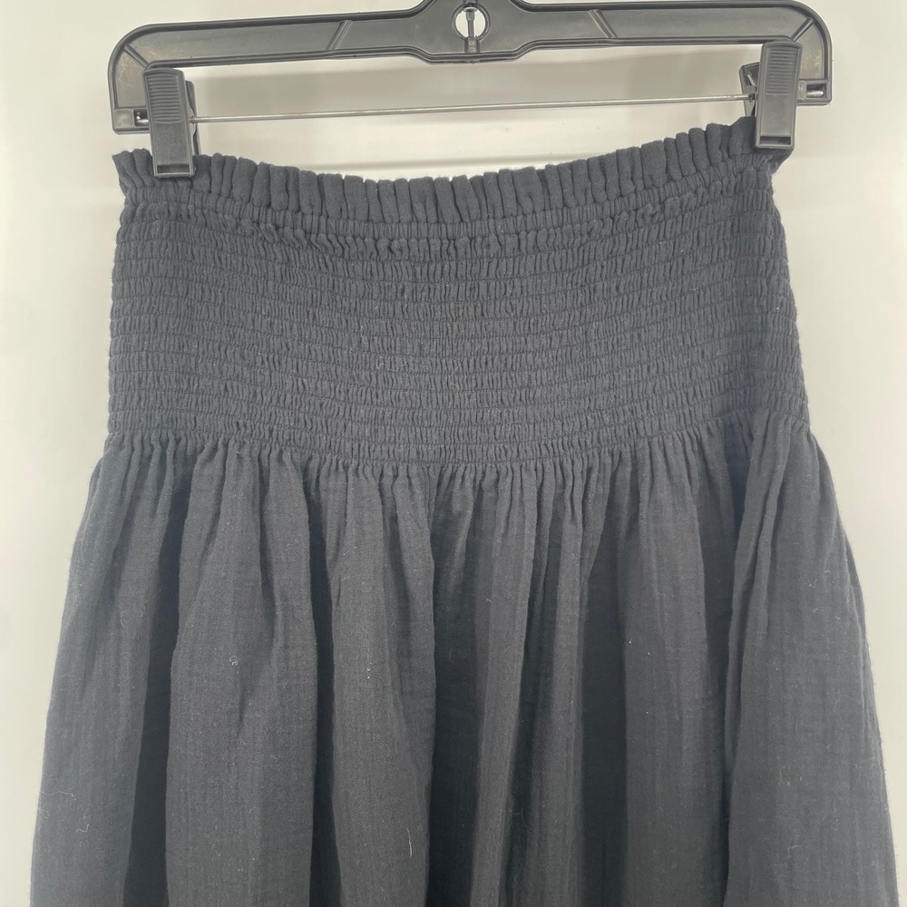Gap Midi Skirt Womens Small Black Smocked Waist Cotton Gauze Boho Casual NWT - Picture 4 of 11